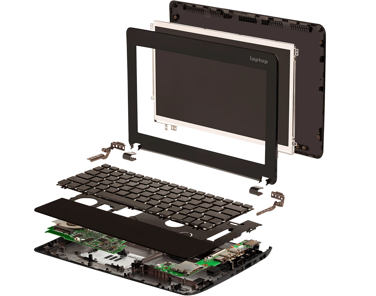 Open laptop showing its components for an upgrade