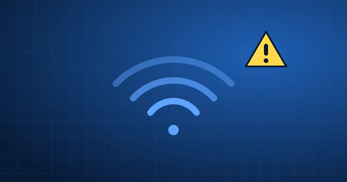 Wi-Fi public : illustration d’un signal Wi-Fi avec un avertissement